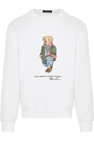Ralph Lauren Sweathshirts & Hoodies, Herre, Hvid, M, Bomuld, Broderet `Polo Bear` Sweatshirt