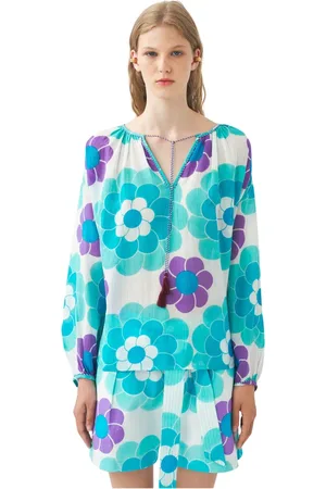 Antik Batik Bluser & Skjorter, Dame, Flerfarvet, S, Bomuld, Flydende print bluse Suny