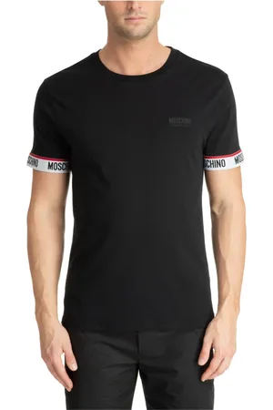 Moschino Top, Herre, Sort, L, Bomuld, Ensfarvet Logo T-shirt
