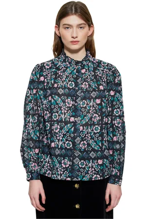Antik Batik Bluser & Skjorter, Dame, Flerfarvet, M, Bomuld, Blomsterprint bluse