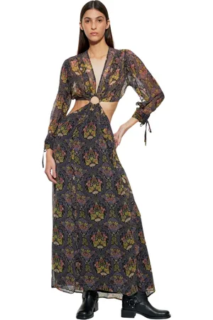 Antik Batik Kjole, Dame, Flerfarvet, S, Chiffon, Eros cut-out kjole