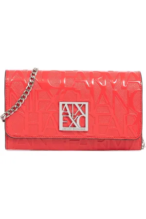 Armani Exchange Taske, Dame, Rød, ONE SIZE, Uld, Logo Snap-knap Skuldertaske
