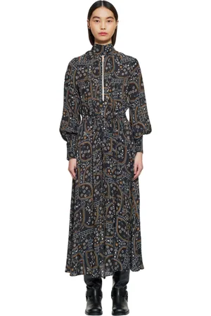 Antik Batik Kjole, Dame, Sort, L, Uld, Elie print maxi kjole