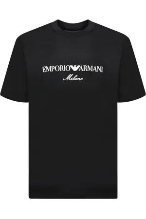 Emporio Armani Top, Herre, Sort, L, Bomuld, Hvid Logo Kortærmet T-shirt