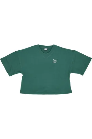 PUMA Top, Dame, Grøn, XS, Bomuld, Oversized V-Neck Tee Vine T-Shirt
