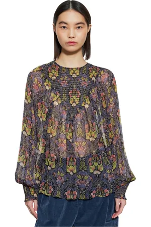 Antik Batik Bluser & Skjorter, Dame, Flerfarvet, S, Chiffon, Eros print top