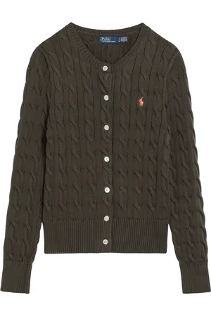 Ralph Lauren Strik, Dame, Grøn, S, Bomuld, Kort Cardigan Sweater