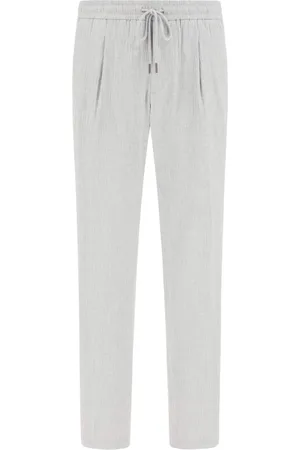 Boggi Milano Bukser, Herre, Grå, 2XL, Bomuld, City Bukser i Stretch Seersucker