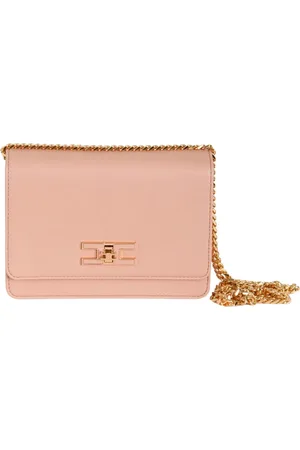 Elisabetta Franchi Taske, Dame, Lyserød, ONE SIZE, Uld, Lille skuldertaske med logo-plade
