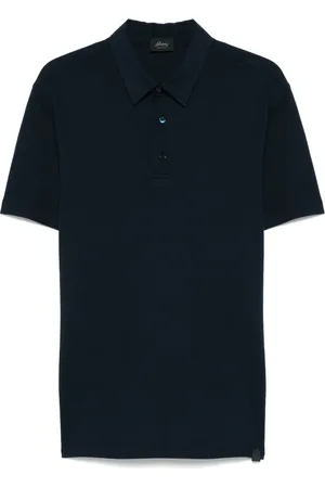 BRIONI Top, Herre, Blå, XL, Bomuld, Bomuldspolo med Piqué Design