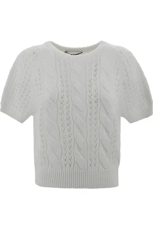 D.EXTERIOR Strik, Dame, Hvid, XS, Bomuld, Hvid Mesh Crew Neck Top