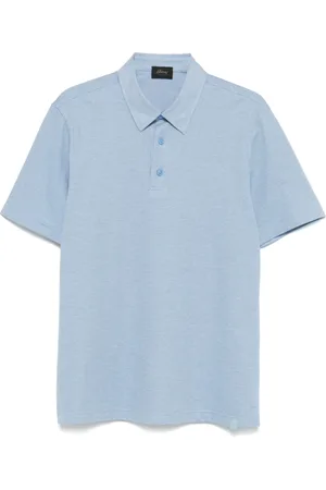 BRIONI Top, Herre, Blå, XL, Bomuld, Bomuldspolo med Piqué Design