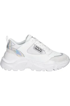 VERSACE Sko, Dame, Hvid, 38 EU, Hvide Sneakers med Logo Detalje