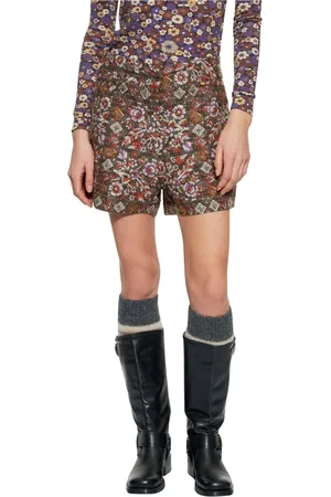 Antik Batik Shorts, Dame, Brun, S, Bomuld, Blomstret quiltet print shorts