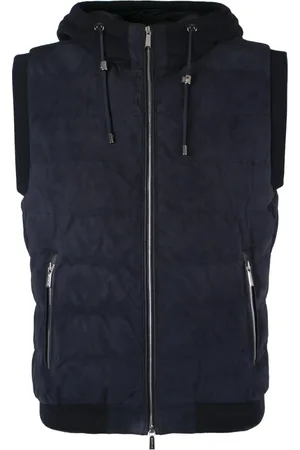 MOORER Jakke, Herre, Blå, M, Uld, Gåsedun hættet bodywarmer
