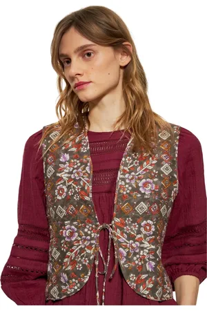 Antik Batik Jakke, Dame, Flerfarvet, M, Bomuld, Blomsterprint vest