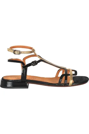 Chie Mihara Sko, Dame, Sort, 37 1/2 EU, Læder, Læder flad sandal med ankelrem