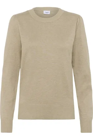 Saint Tropez Strik, Dame, , XS, Uld, Taupe Melange Strik Pullover