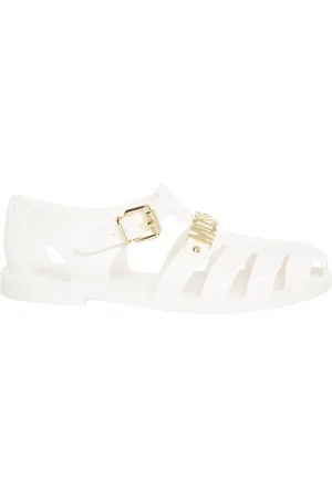 Moschino Sko, Dame, Hvid, 38 EU, Justerbare Jelly Sandaler, Enkelt Mønster