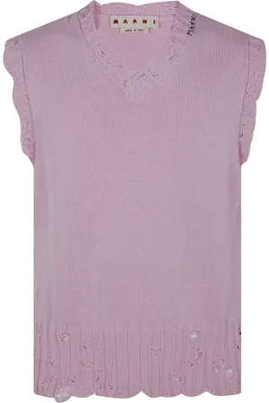 Marni Strik, Herre, Lyserød, L, Uld, Stilfuld V-hals Sweater