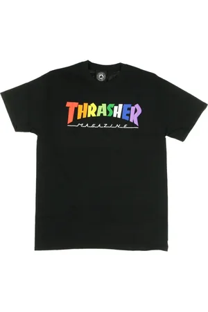 Thrasher Top, Herre, Sort, L, Bomuld, Multifarvet Regnbue T-shirt Sort Herre T-shirt