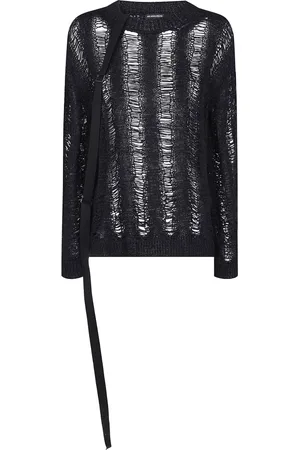 ANN DEMEULEMEESTER Strik, Dame, Sort, XS, Stige Sting Bådhals Oversize Top