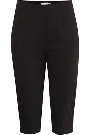 Ichi Bukser, Dame, Sort, XS, Uld, Slim-leg Capri Bukser Sort