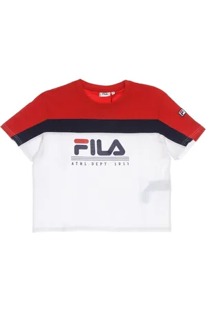 Fila Top, Dame, Flerfarvet, L, Bomuld, Cropped Tee Bright White/Rød/Blå