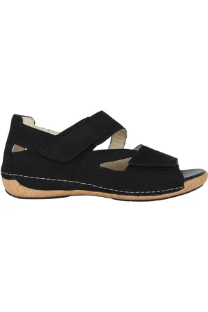 Waldläufer Sko, Dame, Sort, 38 EU, Behagelig bred pasform sandal - Sort