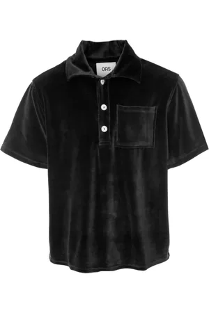 Oas Top, Herre, Sort, S, Blød Velour Poloshirt med Lomme