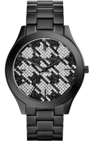 Michael Kors Tilbehør, Dame, Sort, ONE SIZE, Sort ur med kvartsværk i rustfrit stål