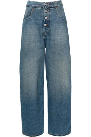 Maison Margiela Jeans, Dame, Blå, W28, Denim, Lyseblå Denim Wide Leg Jeans