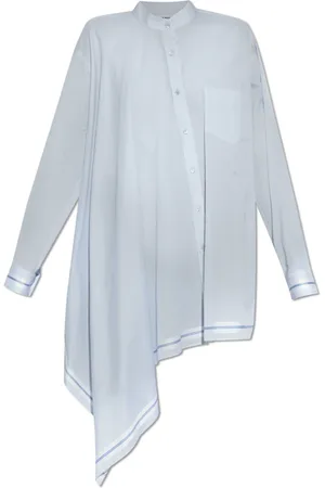 Moschino Bluser & Skjorter, Dame, Blå, XS, Bomuld, Asymmetrisk skjorte med lomme