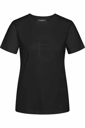 Bruuns Bazaar Top, Dame, Sort, M, Bomuld, Tee Top med Smart Motiv
