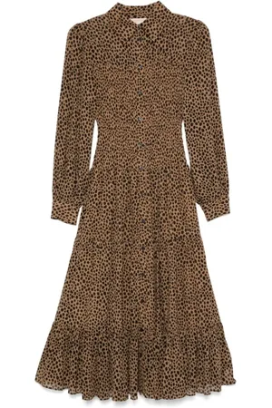 Michael Kors Kjole, Dame, Brun, S, Animalier Brun Skjortekjole