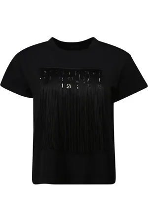 Maison Margiela Top, Dame, Sort, M, Bomuld, Numeric Fringe T-shirt