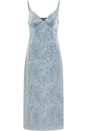 Michael Kors Kjole, Dame, Blå, XS, Tonal Petal Midi-kjole