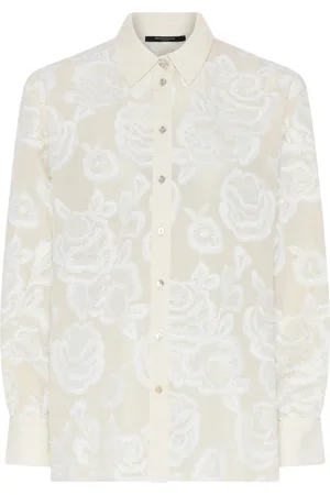 Bruuns Bazaar Bluser & Skjorter, Dame, Hvid, L, Bomuld, Elegant Blomstret Skjorte