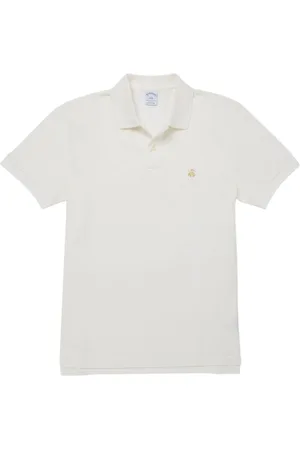 Brooks Brothers Top, Herre, Hvid, XL, Bomuld, Slim-fit Kortærmet Piqué Polo Shirt