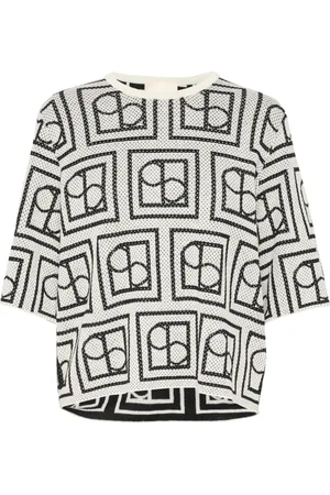 Soaked in Luxury Strik, Dame, Hvid, XS, Bomuld, Monogram Pullover Sweater Hvid Sort