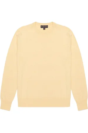 Brooks Brothers Strik, Herre, Gul, XL, Bomuld, Supima Bomulds Trøje med Rundkrave