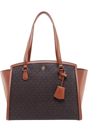 Michael Kors Taske, Dame, Brun, ONE SIZE, Bomuld, Chantal Stor Totebag med stort logo