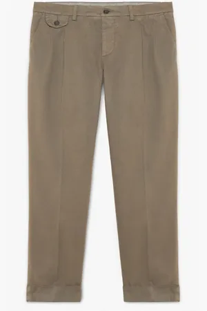 Brooks Brothers Bukser, Herre, Brun, W33, Bomuld, Chinos i strækstof i taupe