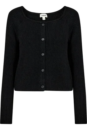 Soaked in Luxury Strik, Dame, Sort, L, Uld, Sort Strik Cardigan Slamani Stil