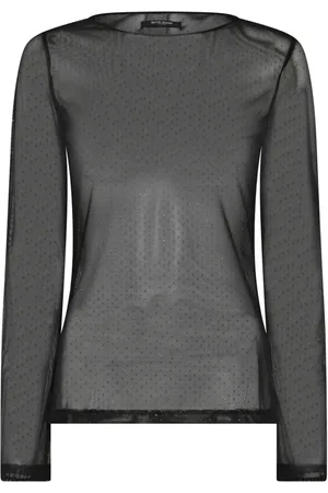 Bruuns Bazaar Top, Dame, Sort, L, Elegant Sort Mesh Bluse