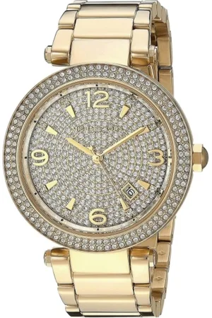 Michael Kors Tilbehør, Dame, Gul, ONE SIZE, Uld, Ur ur med guldtonet urtavle og guldtonet rustfrit stål