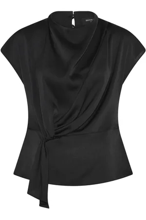 Bruuns Bazaar Bluser & Skjorter, Dame, Sort, 2XL, Polyester, Sort Draperet Bluse