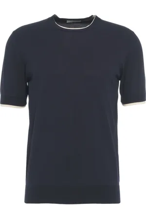 Paolo Pecora Top, Herre, Blå, L, Uld, Blå Crew Neck T-shirt Stilfuld Casual