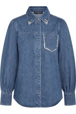 Bruuns Bazaar Bluser & Skjorter, Dame, Blå, M, Denim, Mørkeblå Denimskjorte