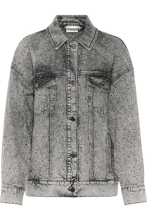 Gestuz Jakke, Dame, Grå, M/L, Denim, Vintage Grey Wash Denim Jakke
